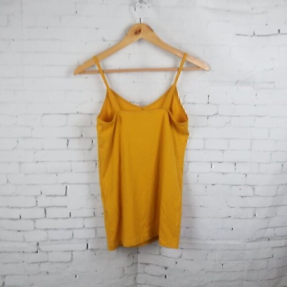 FOREVER 21 MUSTARD YELLOW COTTON STRETCH V NECK TANK TOP SIZE LARGE NWT - Picture 7 of 9